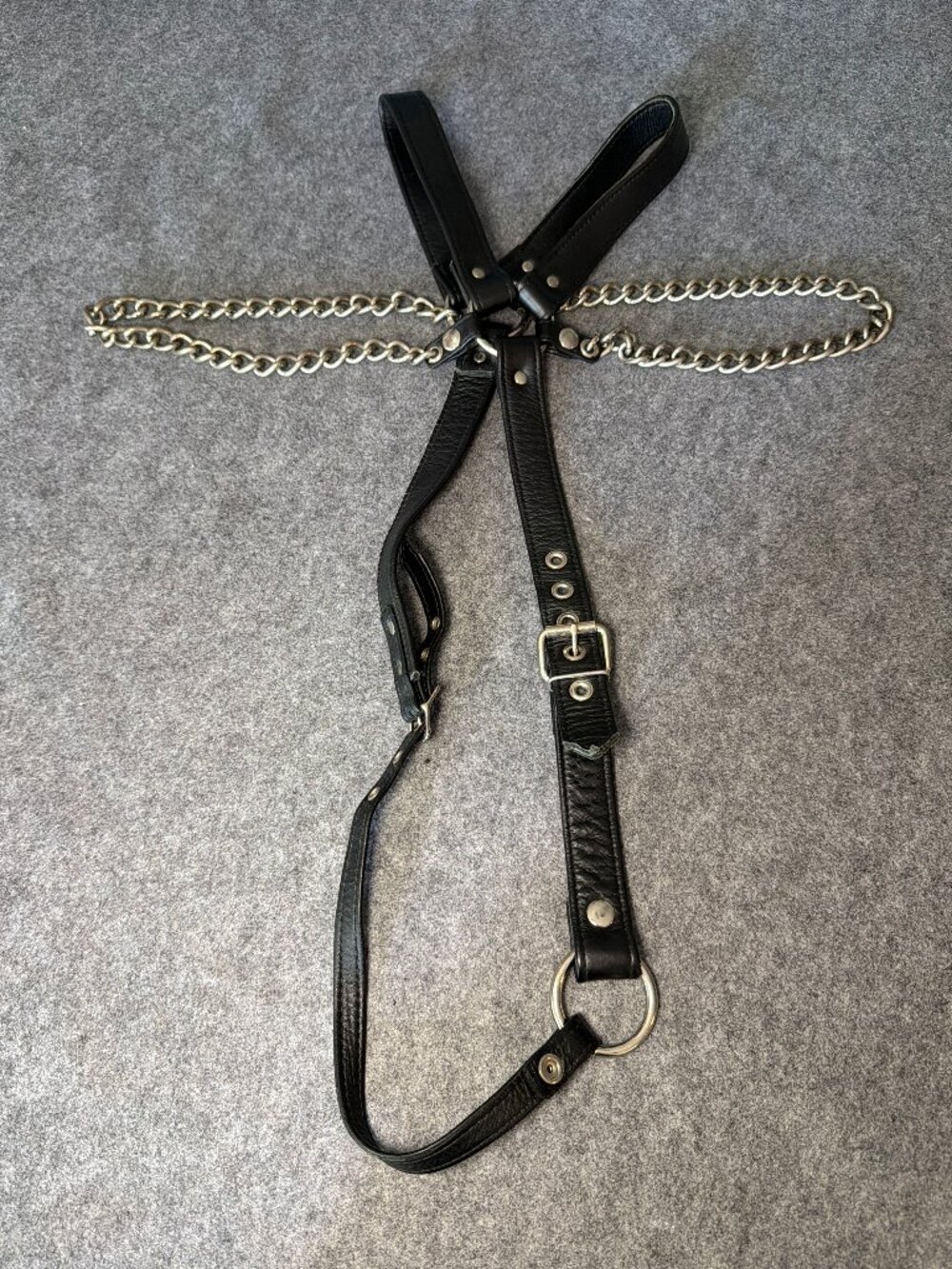 Vintage Men’s Leather Chain Harness Thong Black Medium Large